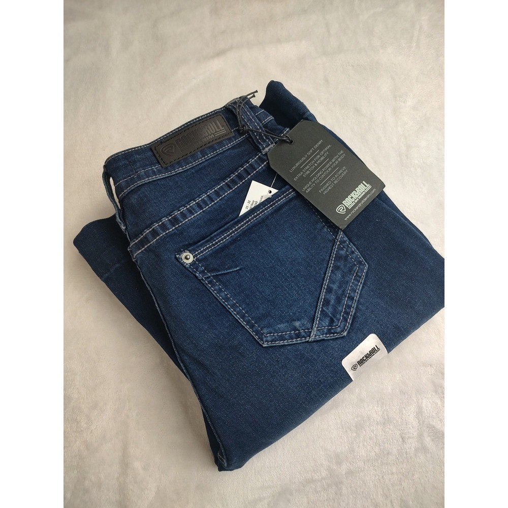 Rock and Roll Denim Women High Rise Trouser Jeans Size 25x32 Flared Button Fly